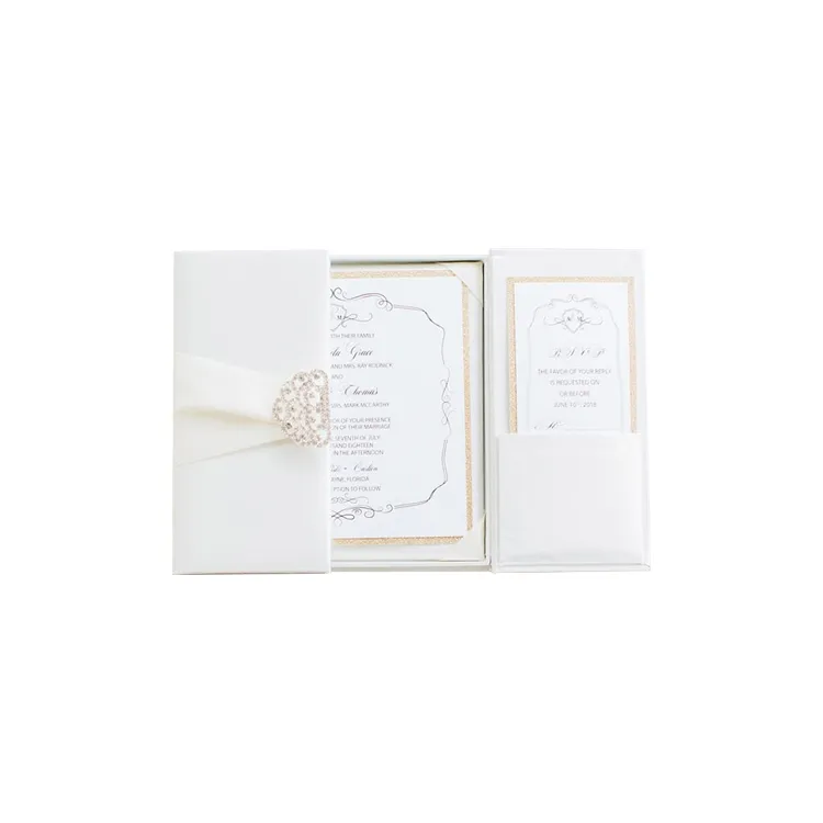 custom wholesale silk wedding card invite box