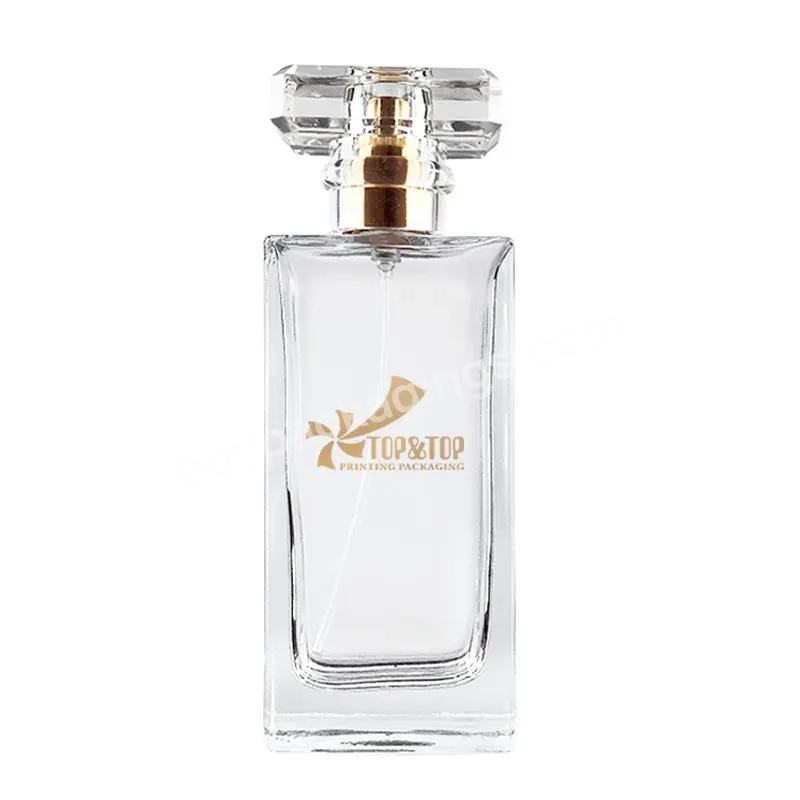 Custom Wholesale Square Luxury Transparent Perfume Empty Bottles With Clear Cap Design