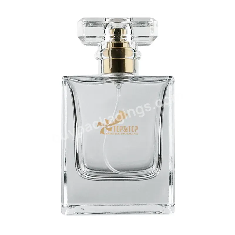 Custom Wholesale Square Luxury Transparent Perfume Empty Bottles With Clear Cap Design