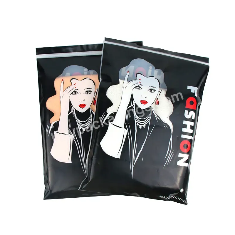 Custom Wig Packaging Bag Human Hair Self Seal Ziplock Plastic Bags Black Resealable Wigs Plastic Packaging With Own Logo Printed