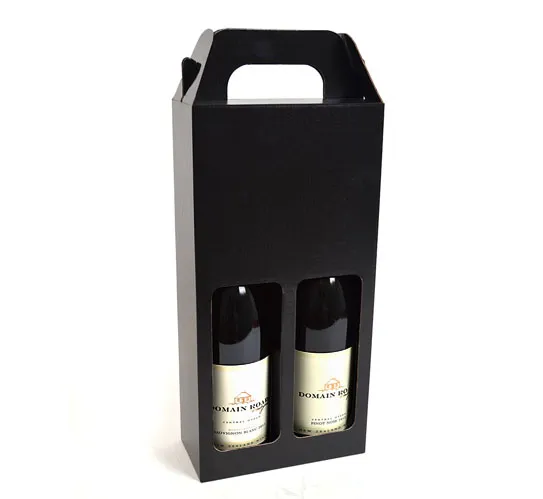 custom wine 2 bottle gift shipping mailer box with handle