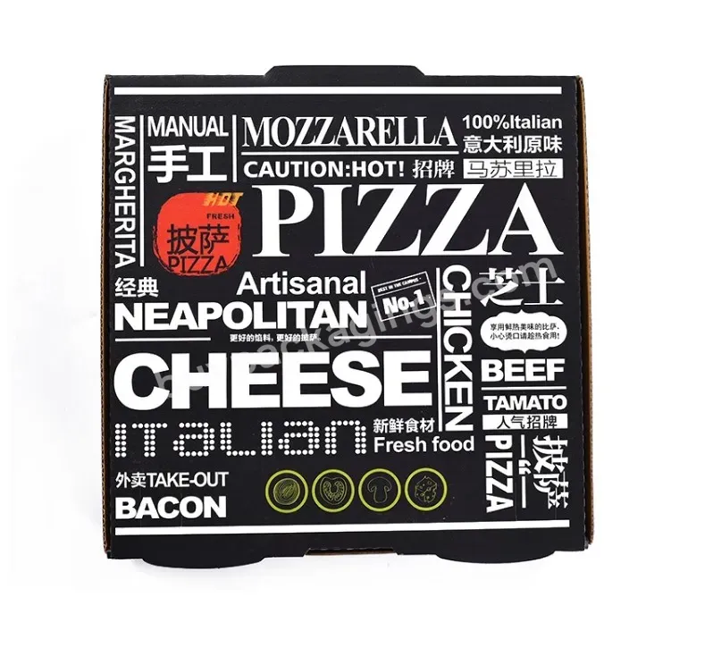 Custom With Logo Carton Take Away Corrugated Black Pizza Boxes