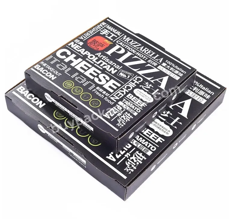 Custom With Logo Carton Take Away Corrugated Black Pizza Boxes