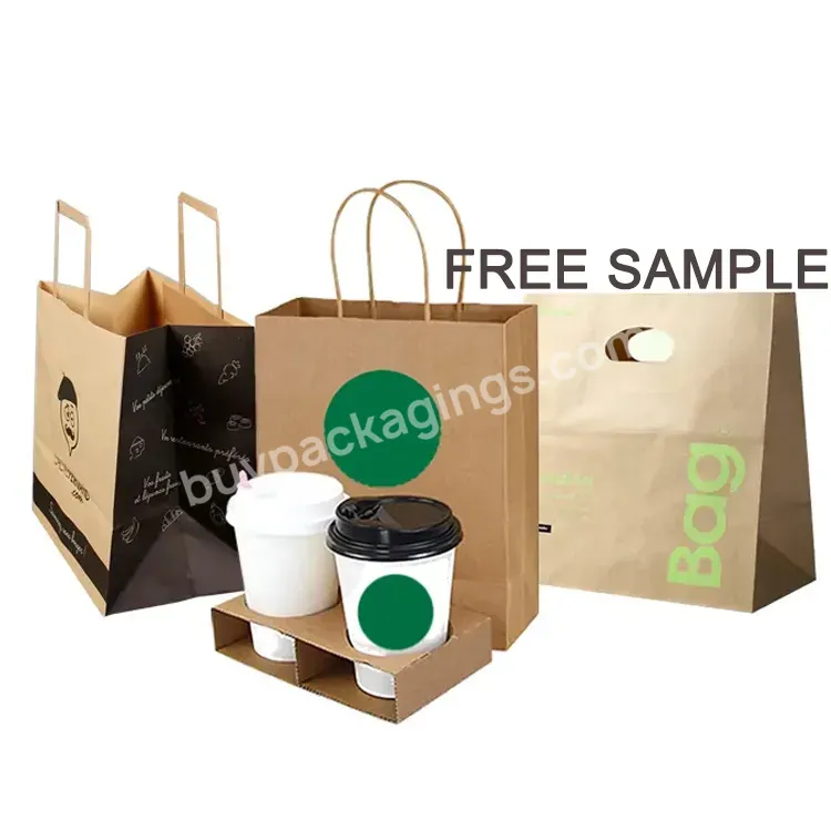 Custom With Logo Food Coffee Gift Packaging To Go Bag Takeaway Carry Paperbags Cheap Recycled Brown Kraft Paper Bags Handle - Buy Colored Kraft Paper Bag,Color Cmyk Kraft Paper Bag,Kraft Paper Hand Bag.