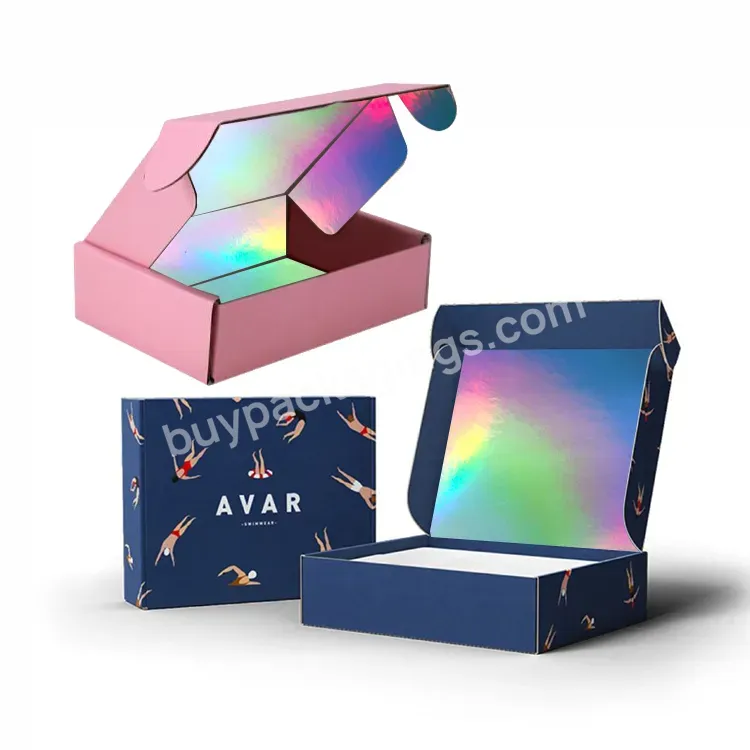 Custom With Logo Holographic Pink Small Shoe Watch Kraft Corrugated Cardboard Pr Mailer Black Shipping Boxes Packaging Clothing