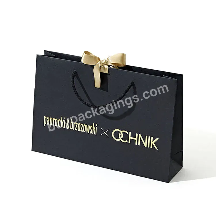 Custom With Logo Luxury Beauty Cosmetic Perfume Boutique Black Small Gift Clothing Retail Store Packaging Shopping Bag