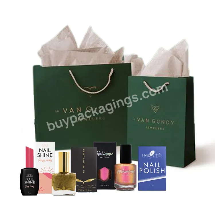 Custom With Logo Luxury Design Small Gift Retail Woman Famous Brand Packaging Paper Shopping Bags For Nail Polish Oil