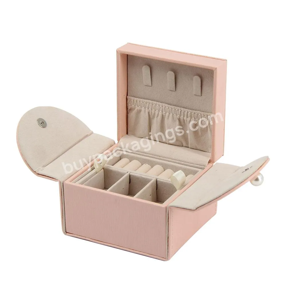 Custom women ring jewelry box pink leatherette velvet lining jewelry gift box exquisite display case storage jewelry gift box