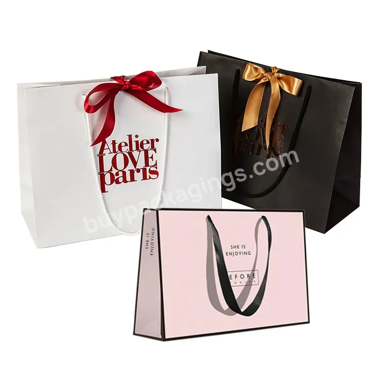 Custom Your Own Logo Printing Private Label Holographic Mini Gift Clothing Paperbags Luxury Small Paper Shopping Bag With Handle