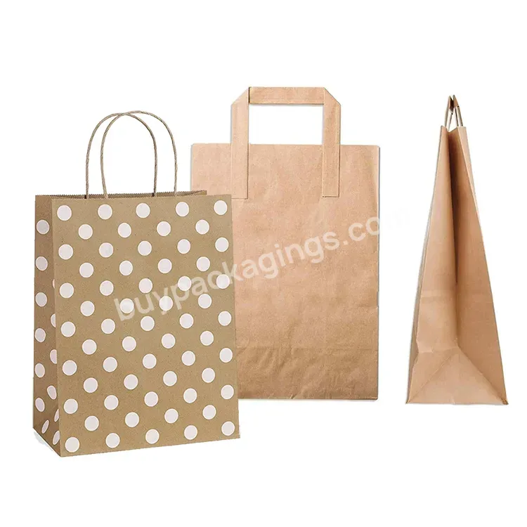 Custom Your Own Logo Take Away Carry Out Bag For Restaurant Fast Food Coffee Biodegradable Takeaway Kraft Paper Bag With Handle