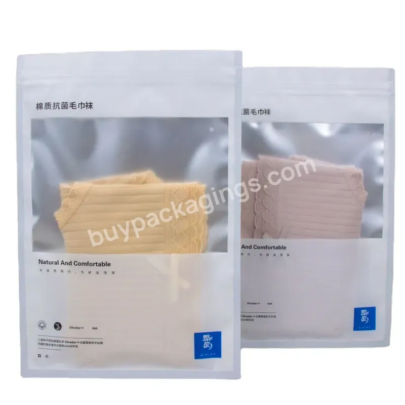 Custom Ziplock Bags For Underwear Towels Packaging Antisepsis Resealable Socks Packing Zipper Bag With Window