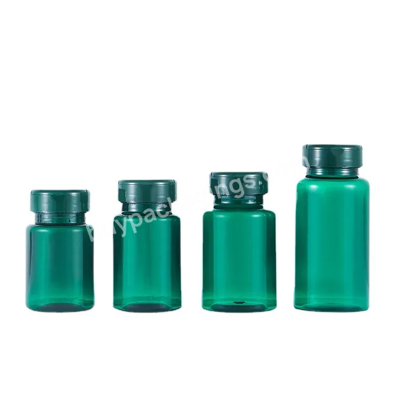 Customdark Green Pills Bottle Plastic Pet Straight Round Empty Plastic Pill Container Chewing Gum Transparent Bottle Screw Cap