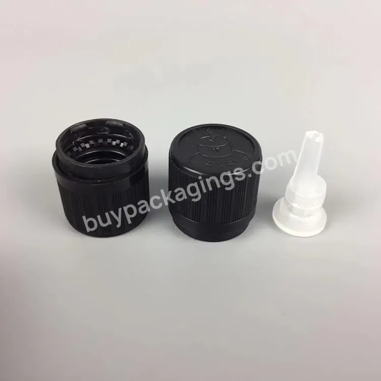 Customer Color Black Plastic Child Resistant Dropper Cap 18mm For Glass Bottle