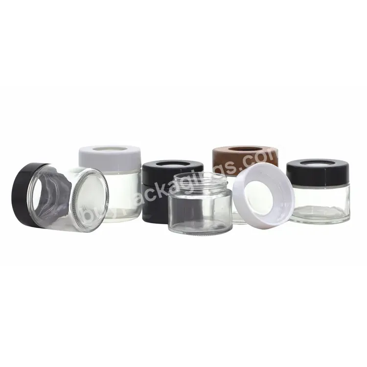 Customised 1oz 2oz 3oz 4oz Child Resistant Magnifying Glass Jar Compact Small Glass Stash Jar With 5x Magnifying Lid