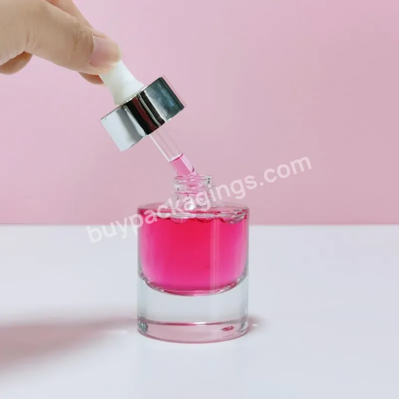 Customised 30ml Clear Thick Bottom Cuticle Oil Glass Dropper Bottle For Cosmetics Packaging Containers