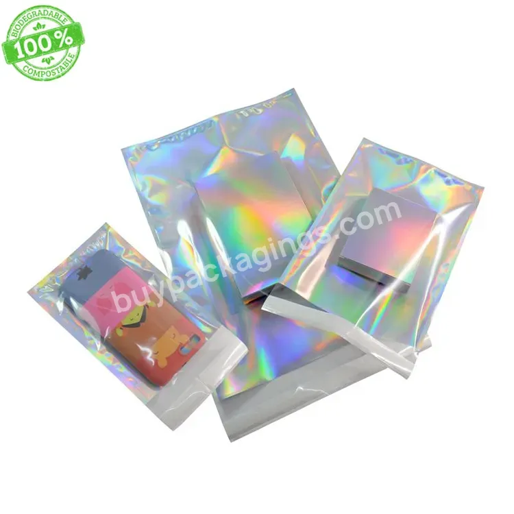 Customised 9x12 Hologram Plastic Courier Postage Mail Packaging Bag A4 Size Bio Corn Starch Poly Mailers Envelopes For Shipping