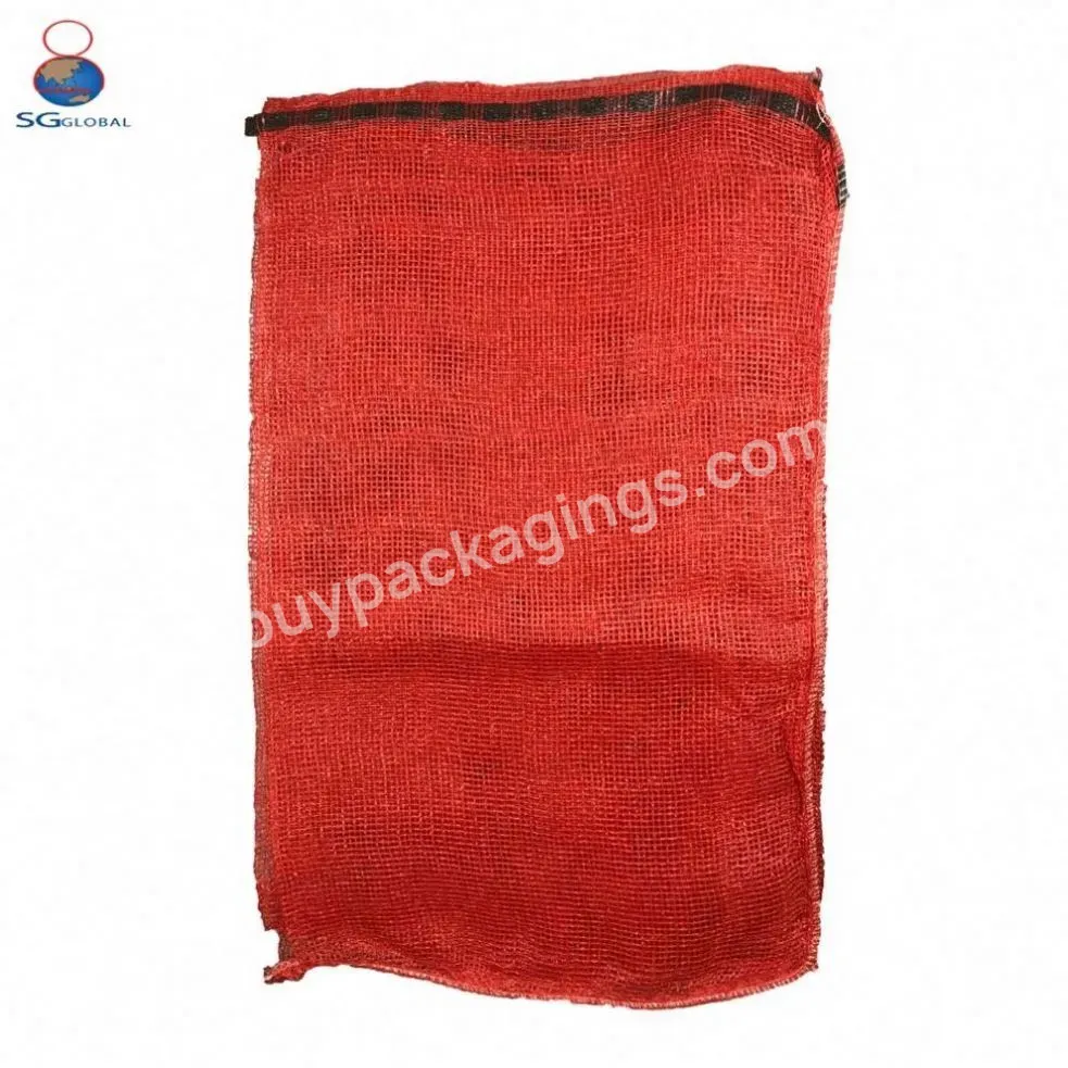 Customised Agricultural Packaging 25kg Potatoes Onions Plastic Mesh Bag For Vegetables Firewood Drawstring Bag