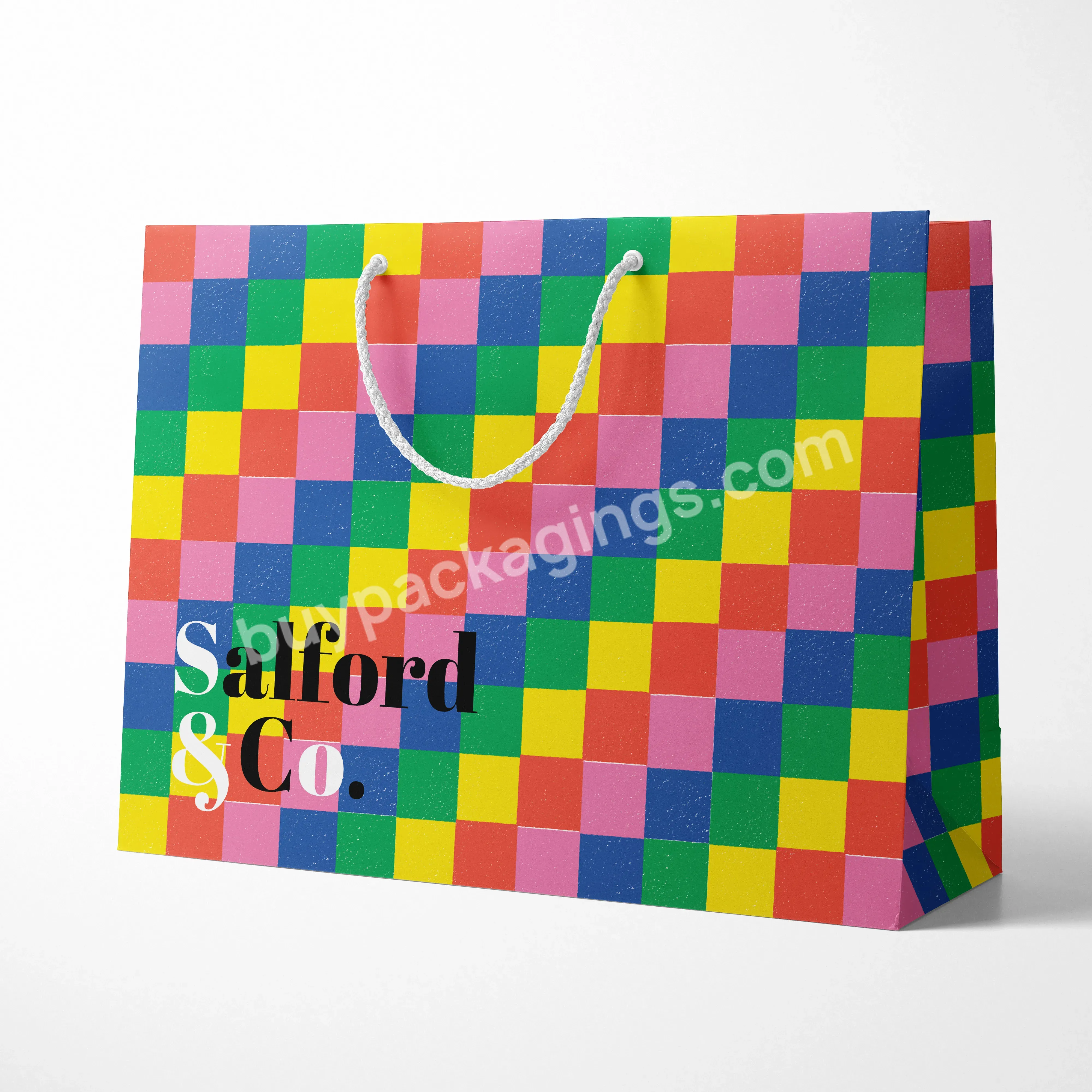 Customised Cloth Boutique Cardboard Packaging Brand Matte Gift Paper Bag With Your Own Logo For Small Business