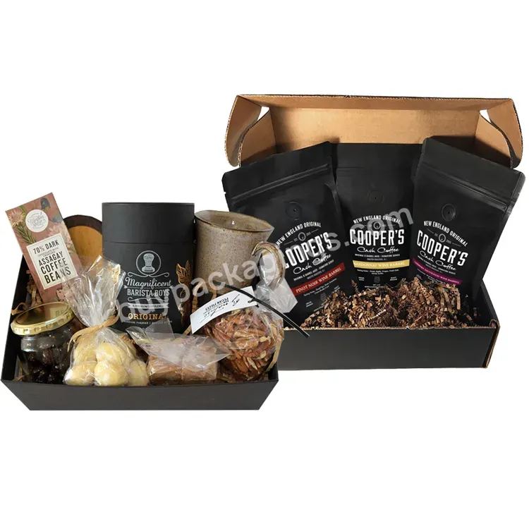 Customised Eco Black Brown Corrugated Craft Gift Set Mailer Postal Shipping Packing Paper Coffee Packaging Box Carton