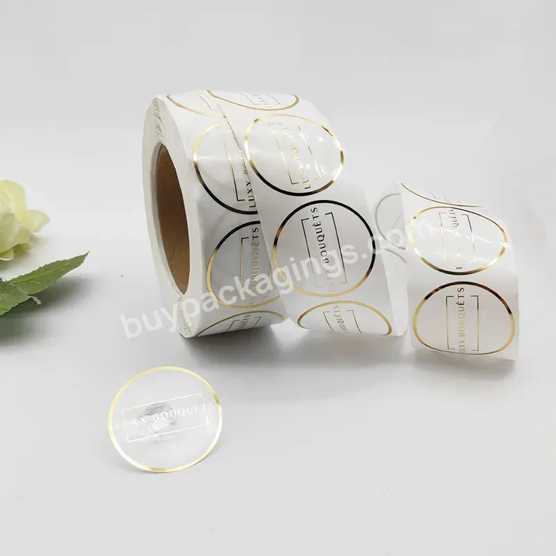 Customised Logo Colored Waterproof Gold Foil Transparent Sticker Label Roll