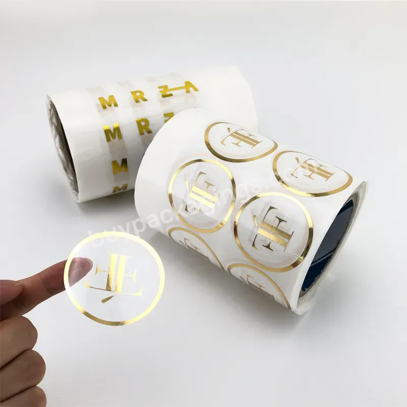 Customised Logo Colored Waterproof Gold Foil Transparent Sticker Label Roll