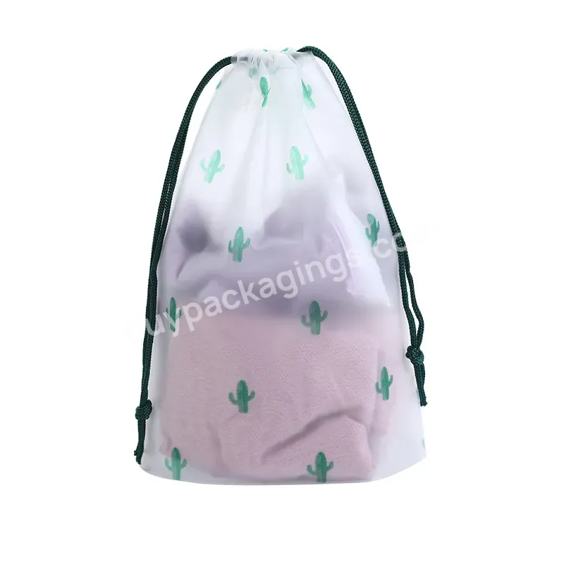 Customised Plastic Drawstring Bag Clear Frosted Eva Drawstring Bag With Holographic Logo