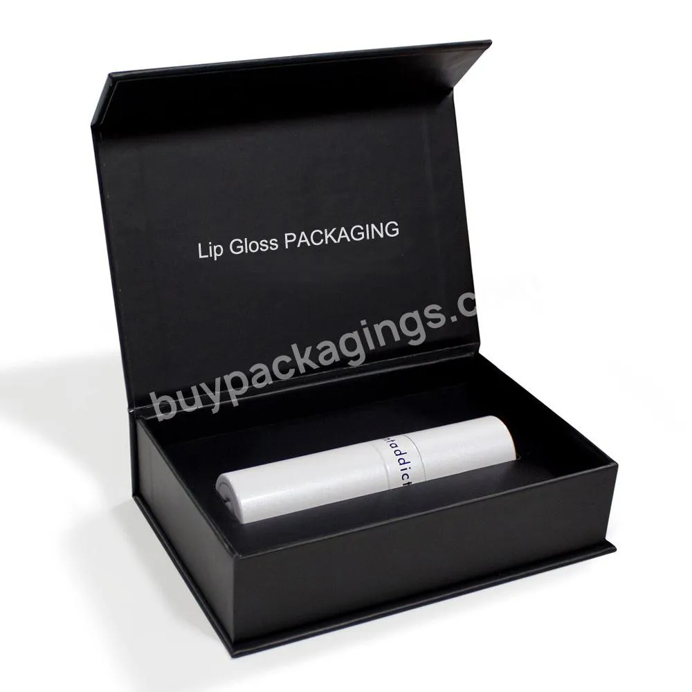 Customised Printed Logo Empty Matte Black Magnetic Lip Gloss Cardboard lipgloss Packaging Boxes Of Lip Gloss