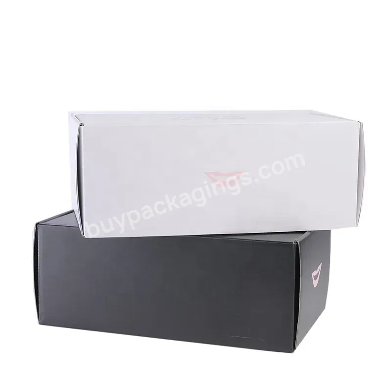 Customised Rigid Black White Luxury Pull Out Folding Footwear Shoe Boxes With Custom Logo