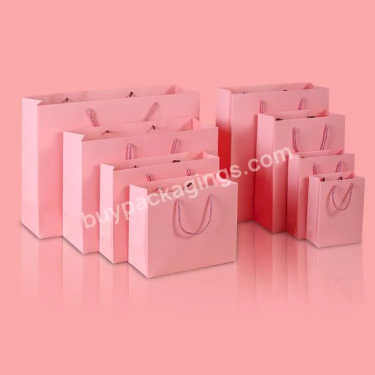 Customizable clothing packaging bag and pink white cardboard gift paper bag