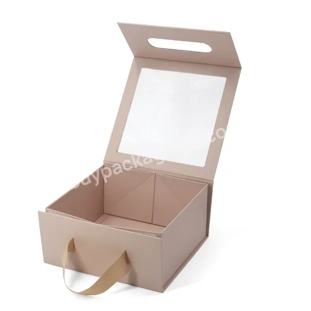 Customizable Pvc Window Folding Gift Box Magnetic Lid Storage Boxes With Handle Cardboard Packaging Paper Box