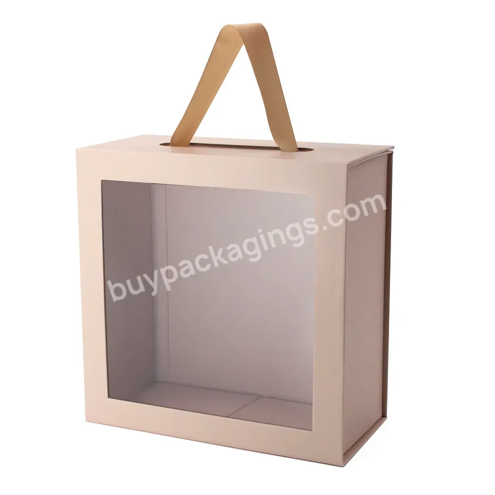 Customizable Pvc Window Folding Gift Box Magnetic Lid Storage Boxes With Handle Cardboard Packaging Paper Box