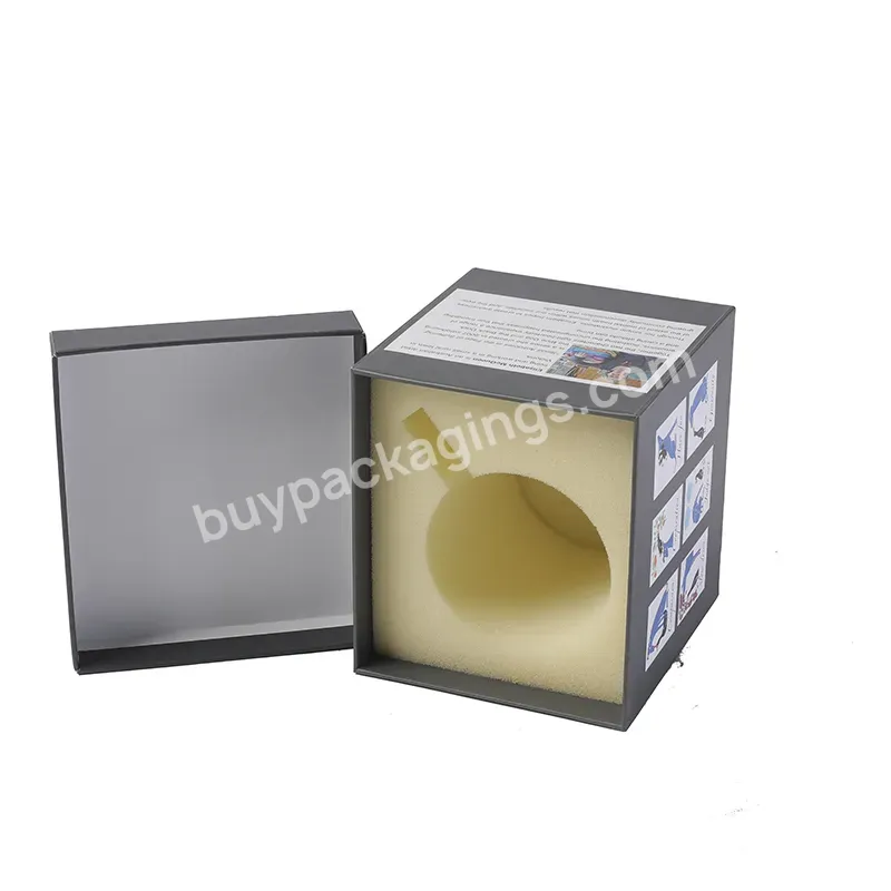 Customizable Single Pack Lid Base Rigid Cardboard Black Gift Coffee Cup Packaging Mug Box With Foam Insert