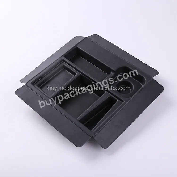 Customizable Wet Press Molded Fiber Tray Biodegradable Pulp Packaging Black Molded Pulp Tray Paper Pulp Packaging Insert