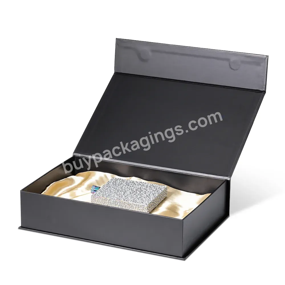 Customization Black Matte Rigid The Book Shape Box Magnetic Shifting Embossed Gift Folding Luxury Cosmetic Boxes With Insert