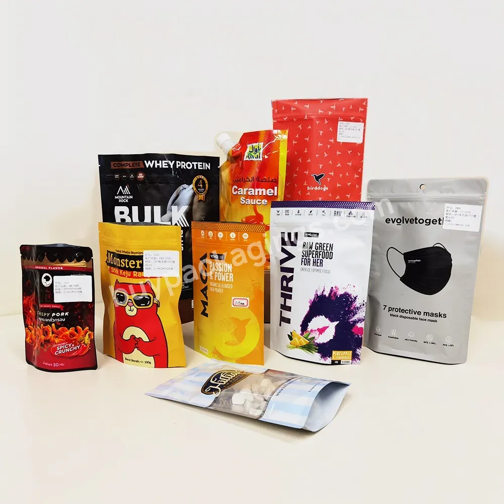 Customization Design Aluminium Mylar With Zip Lock Plastic Foil Food Grade Packaging Bags Stand Up Zip Lock Pouch