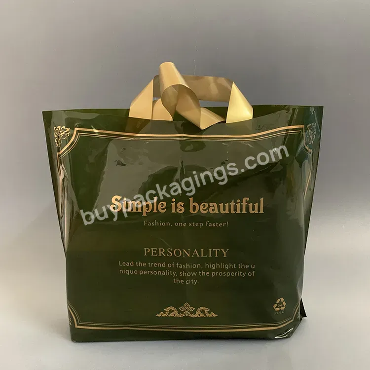 Customization Logo Size Retro Green Packaging Festival Wedding Clothes Food Hand Gift Disposable Plastic Tote Bag