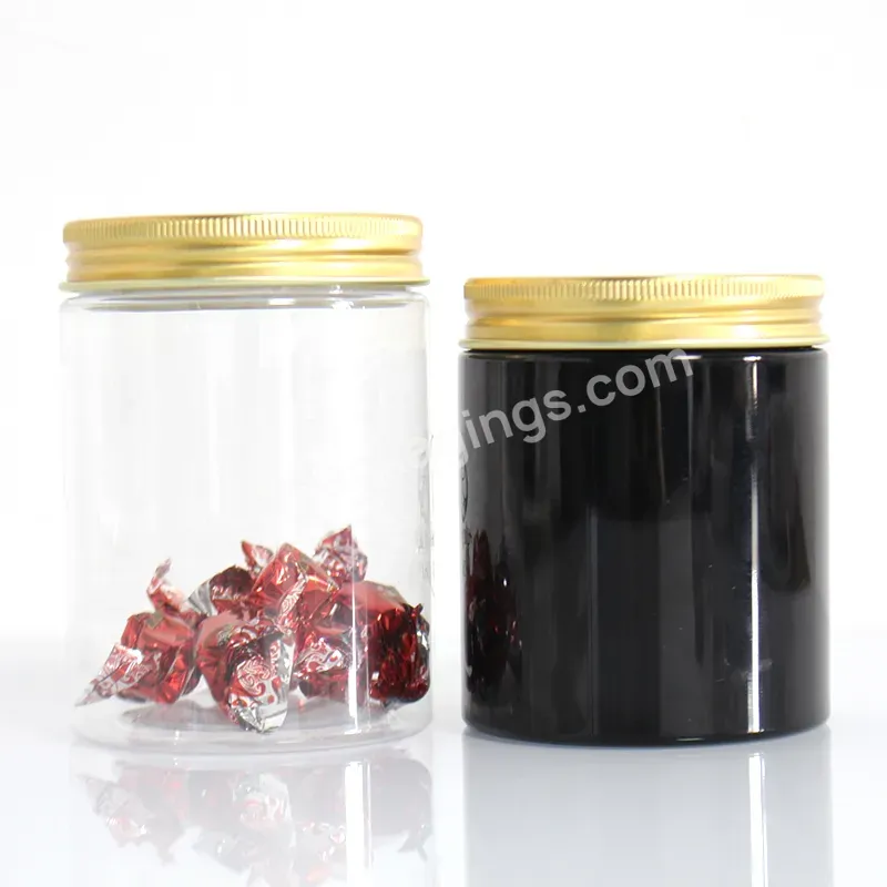 Customize 2oz 4oz 8oz 12 Oz 16 Oz Sealed Food Grade Plastic Pet Container Clear White Round Pet Jar Gold Aluminium Lid