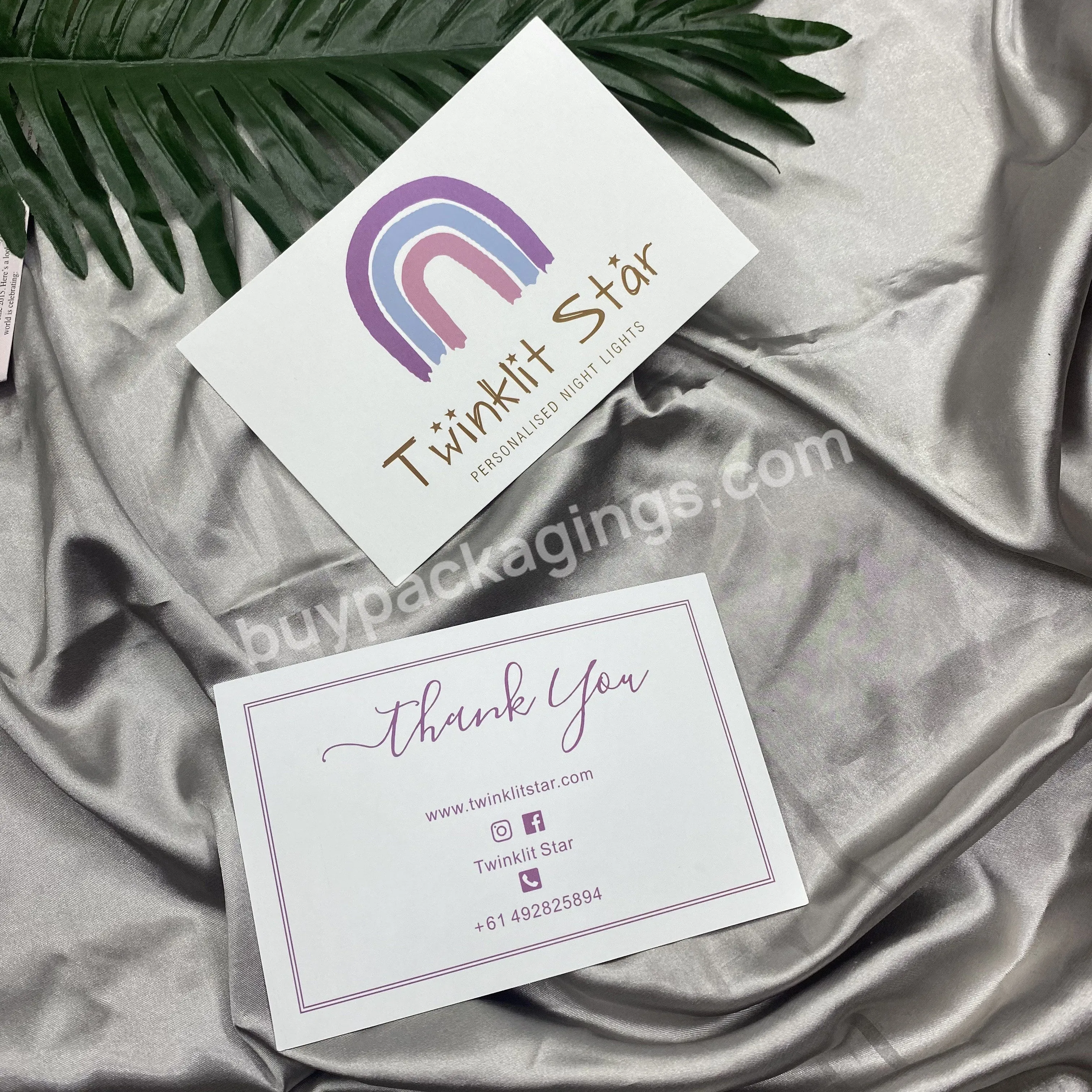 Customize Any Size Logo Print High Level Beautiful Design Paper Card With Brand Colorful Thank You Card Business Card