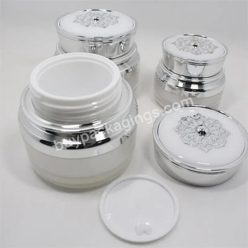 Customize Empty Luxury Acrylic Skincare Plastic Double Wall Cosmetic Face Cream Plastic Jars With Lids Packaging 10g 20g 30g 50g