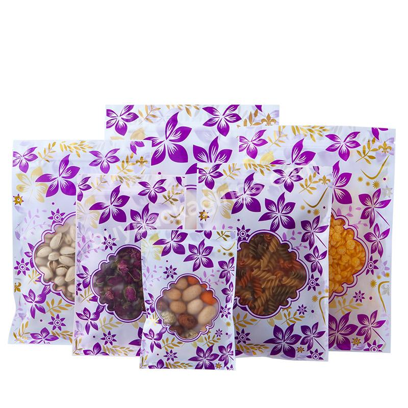 Customize Glossy Finish Flat Ziplock Packaging Bag Resealable Food Package Pouch With Window