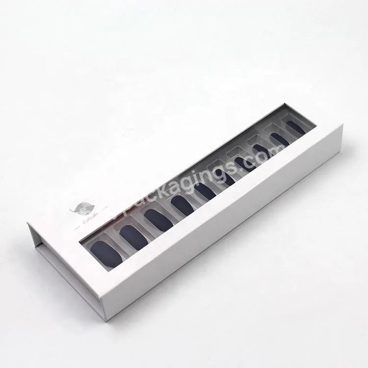 Customize High Quality Gift Packaging Box Nail Tools Packaging Nail Box White Cosmetic Box With Clear Window