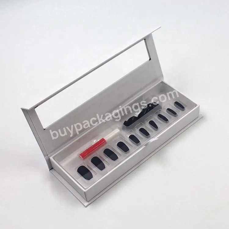 Customize High Quality Gift Packaging Box Nail Tools Packaging Nail Box White Cosmetic Box With Clear Window