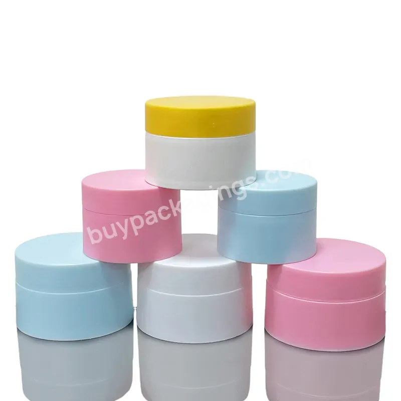 Customize Logo 5g 10g 15g 20g 30g 50g White Black Pink Blue Double Wall Pp Plastic Cosmetic Jar With Screw Lids