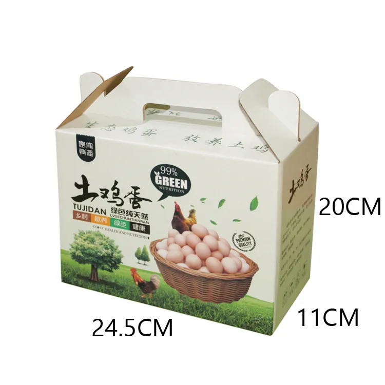 Customize Logo and color factory price corrugated egg paper box with handle