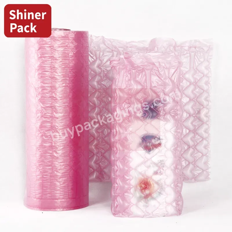 Customize Pink Purple Heart Shape Shape Wholesale Recycled Protective Packaging Air Bubble Cushioning Film