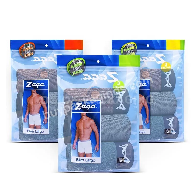 Customize Plastic Transparent Reusable Underwear Packaging Zipper Bag Clothing Plastic Packaging Bag