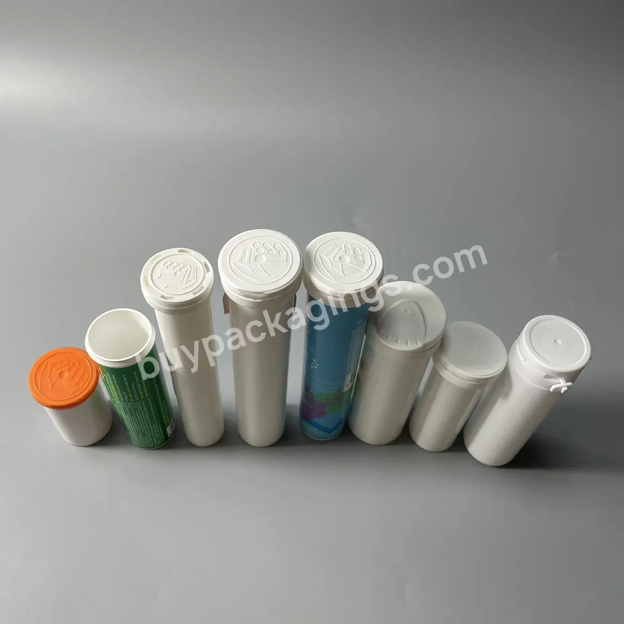 Customize Plastic Tube Packaging Vitamin Effervescent Tablet Tube With Silica Gel Desiccant Cover