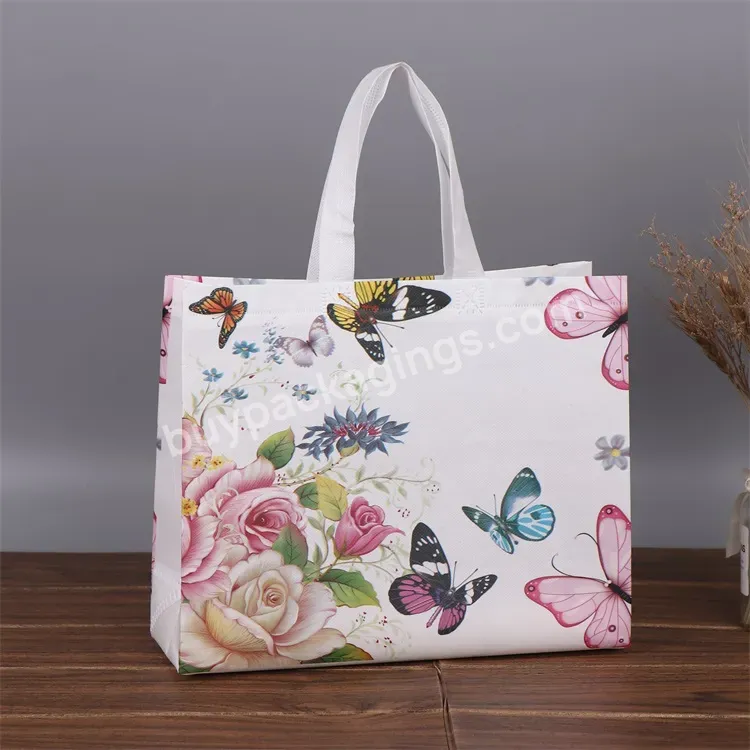 Customize Printing Recycle Laminated Custom Logo Shopping Tote Non Woven Stock Bag For Gift Packing