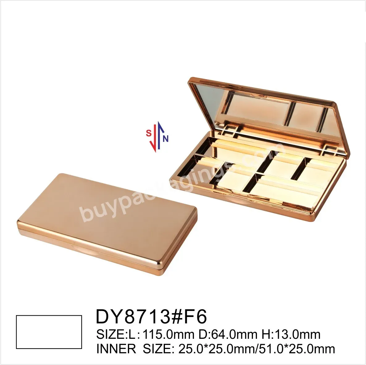 Customize Private Label 8713#f6 6 Color Eyeshadow Empty Container Magnetic Eye Shadow Plastic Packaging