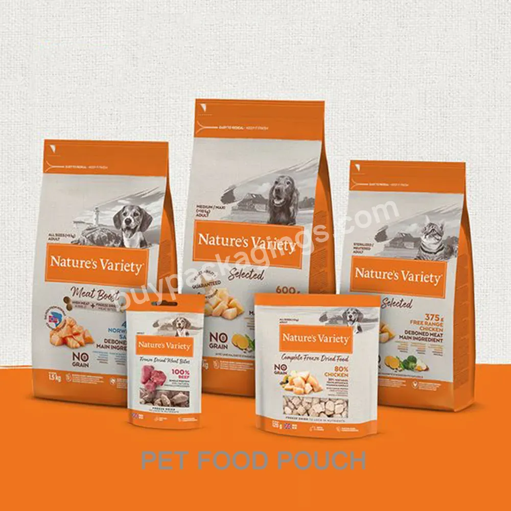Customize Side Gusset Food Grade Plastic Material Ziplock Plastic Dog Cat Pet Packaging Stand Up Pet Food Packaging